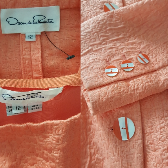 $3,900 OSCAR DE LA RENTA STUNNING ELEGANT ORANGE SKIRT COAT SUIT US 12 - Picture 6 of 6
